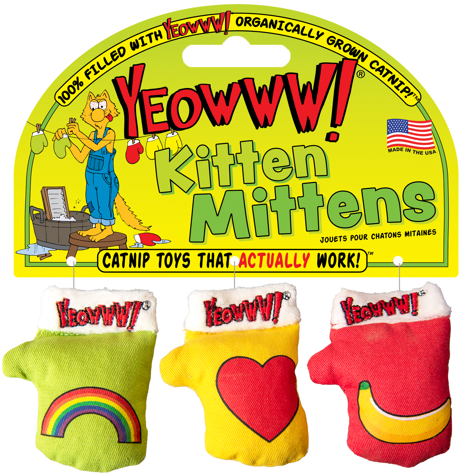 Yeowww Kitten Mittens Christmas Holiday Catnip Toys 3-pack 