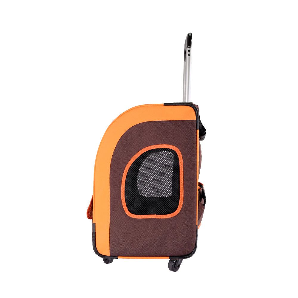 Liso Backpack Parallel Transport Pet Trolley- Orange/Brown by Ibiyaya