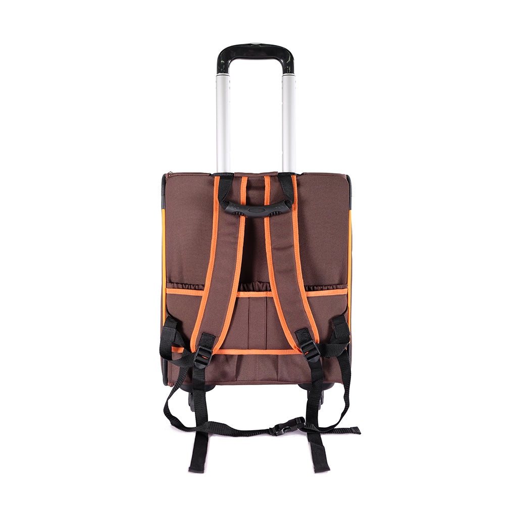 Liso Backpack Parallel Transport Pet Trolley- Orange/Brown by Ibiyaya