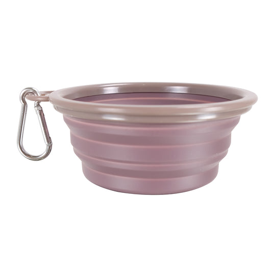 Quick Bite Collapsible Travel Pet Bowl - Brown/Aubergine by Ibiyaya