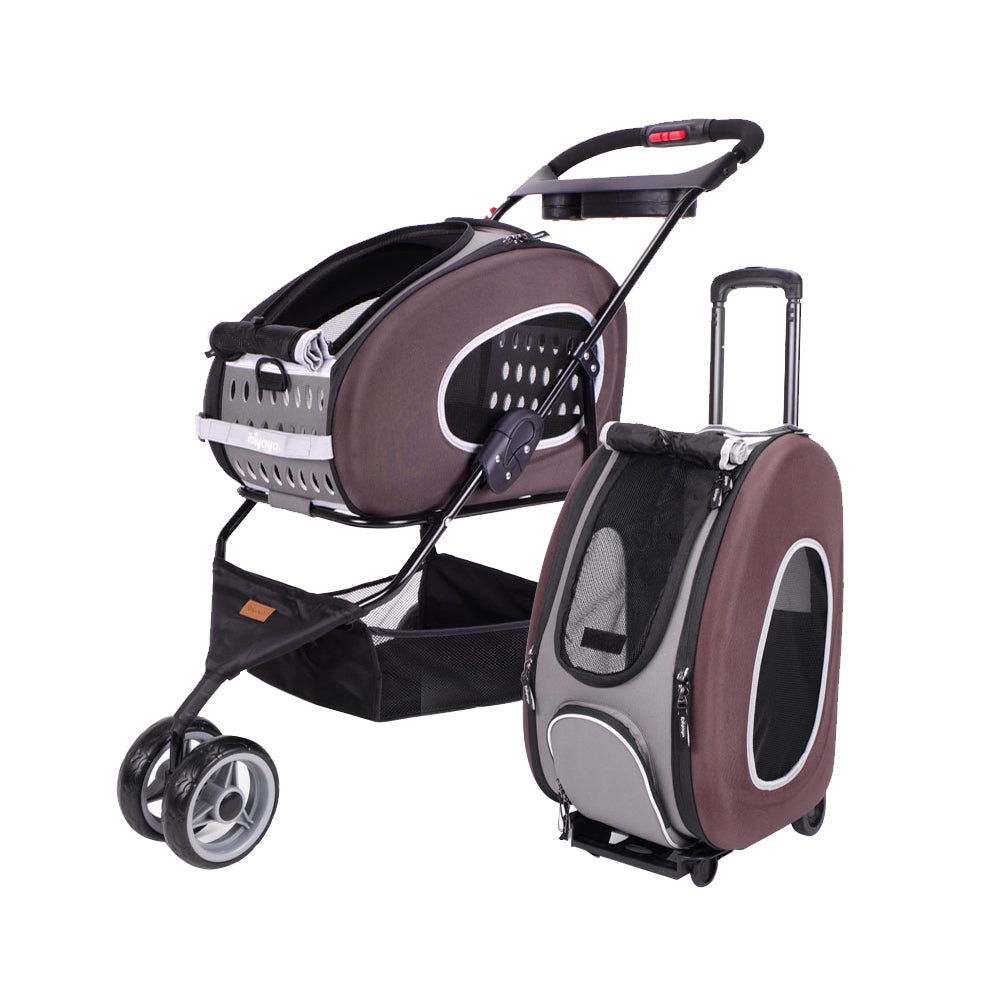 5-In-1 Combo Eva Pet Carrier/Stroller - Chocolate by Ibiyaya