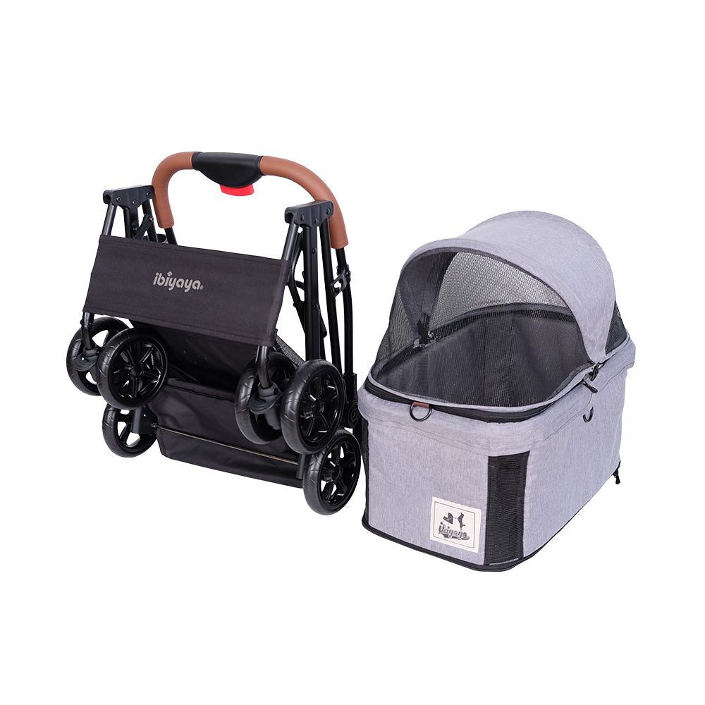 Ibiyaya Travois Tri-fold Pet Travel Stroller System - Nimbus Gray