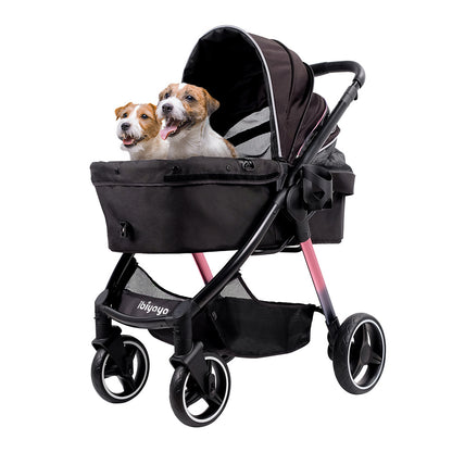 Ibiyaya Retro Luxe Folding Pet Stroller for Pets up to 30kg - Prism Black