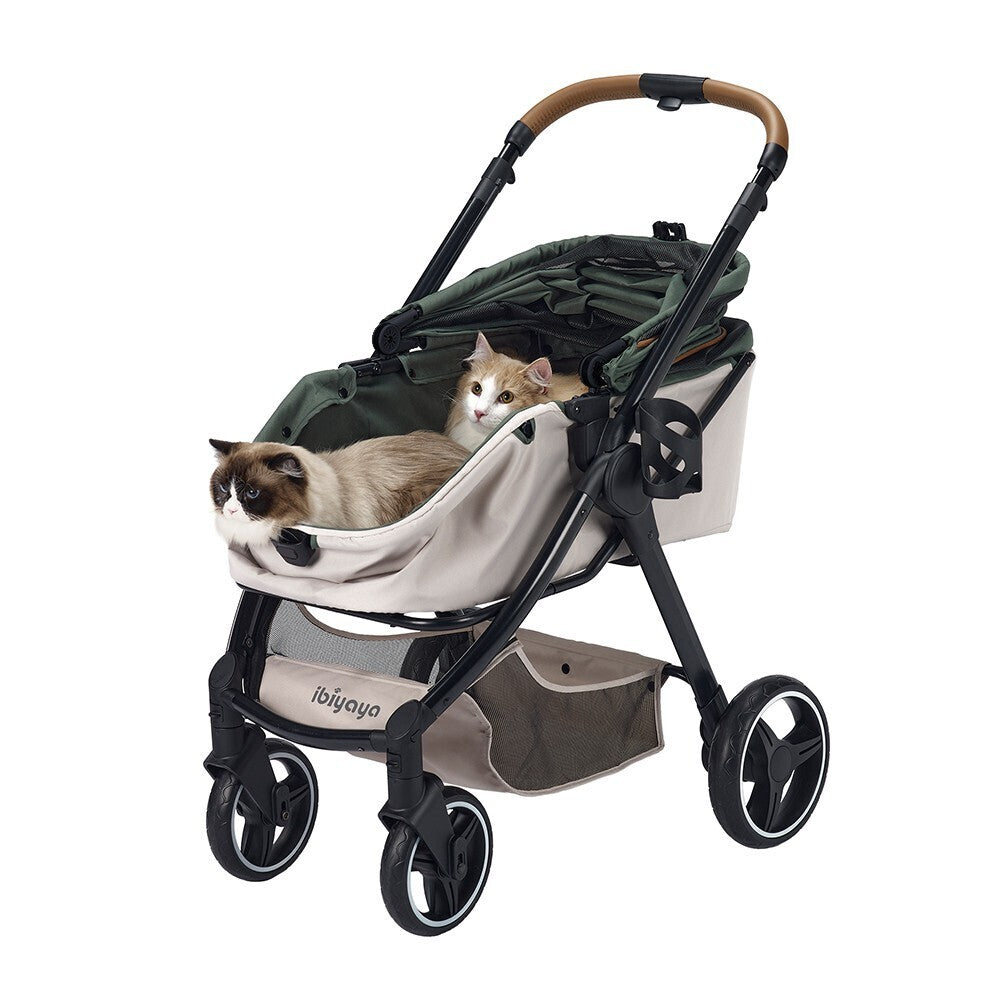 Ibiyaya Retro Luxe Folding Pet Stroller for Pets up to 30kg - Soft Sage 