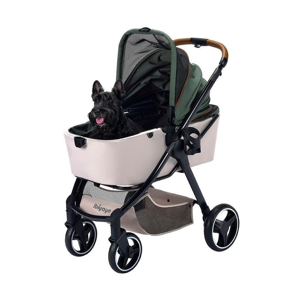 Ibiyaya Retro Luxe Folding Pet Stroller for Pets up to 30kg - Soft Sage 