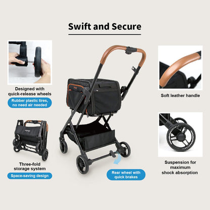 Ibiyaya JetPaw 3-in-1 Pet Stroller with Removable Carrier 