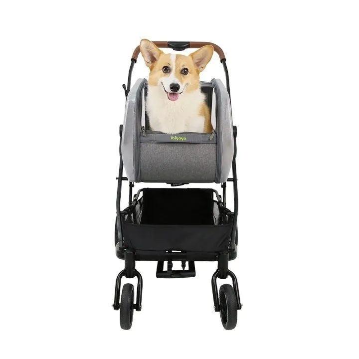 Ibiyaya NeoRider Multi-purpose Detachable Pet Stroller - Silver Mist 