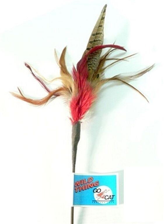 Go Cat Feather Cat Teaser Toy - Short Wild Thing Cat Wand Toy