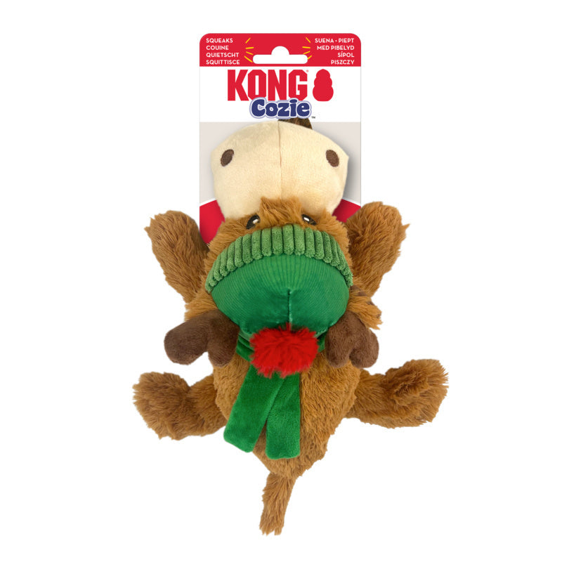 KONG Cozie Snuggle Dog Toy - Christmas Holiday Reindeer - Medium - Pack of 3