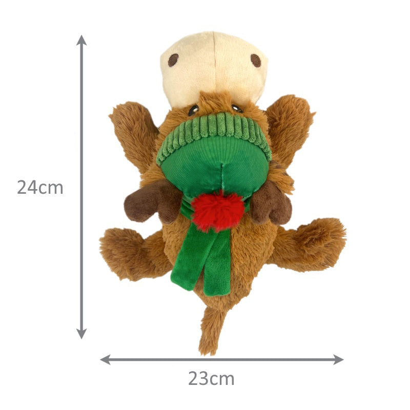 KONG Cozie Snuggle Dog Toy - Christmas Holiday Reindeer - Medium - Pack of 3