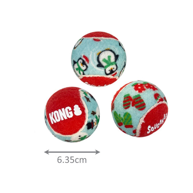 KONG Christmas Holiday SqueakAir Balls for Dogs 2 x 6-pack of Medium Toys