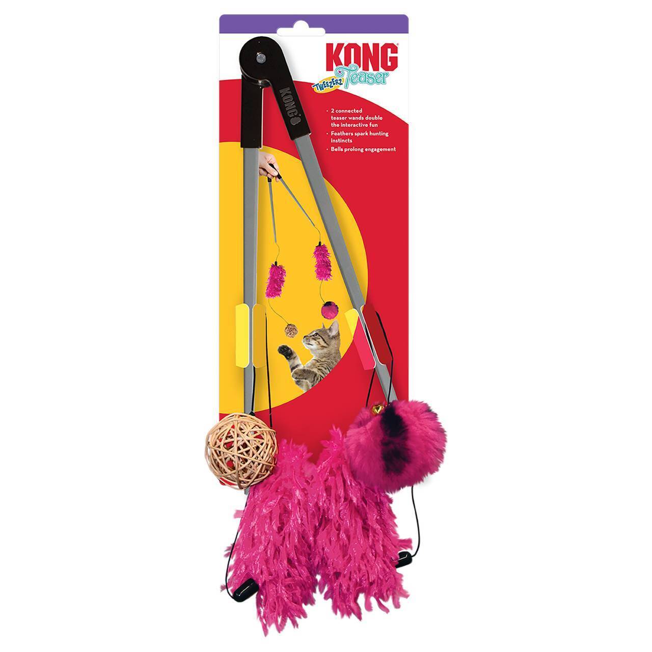 4 x KONG Teaser Tweezerz Cat Wand Toy in Assorted Colours Bulk