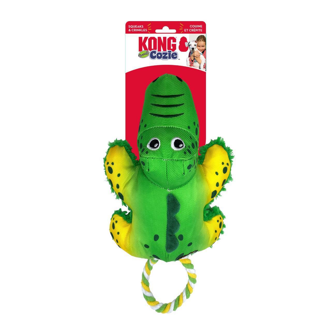 3 x KONG Cozie Tuggz Rope Sqeueaker Dog Toy - Alligator Bulk Medium/Large