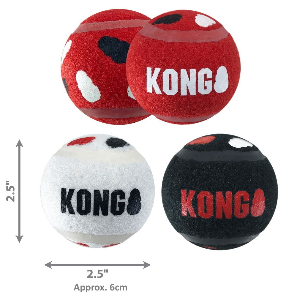  3 x KONG Signature Sport Balls Fetch Dog Toys - pack of 3 Medium Balls