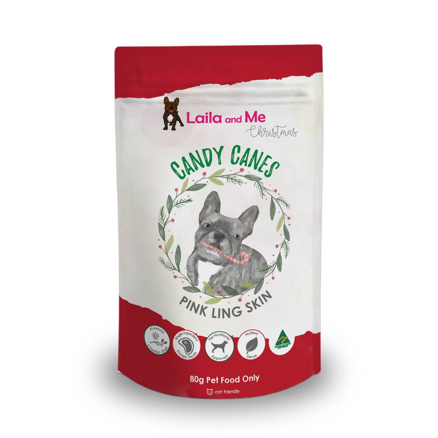 Laila & Me Candy Canes Fish Twist Treats for Cats & Dogs 80g