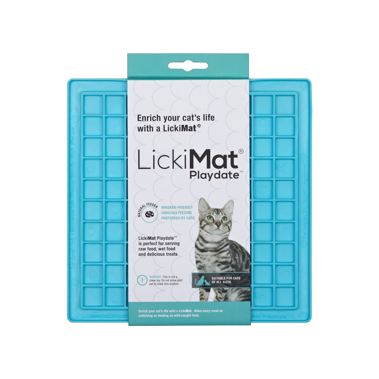 Lickimat Playdate Original Slow Food Licking Mat for Cats - Blue