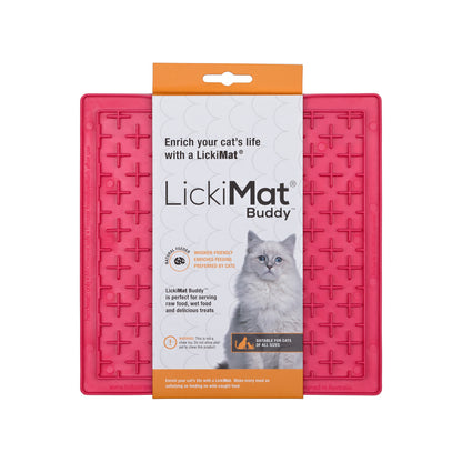 Lickimat Buddy Original Slow Food Anti-Anxiety Licking Mat for Cats - Pink