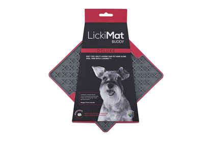 LickiMat Buddy Tuff Slow Food Bowl Anti Anxiety Licking Mat for Dogs - Red