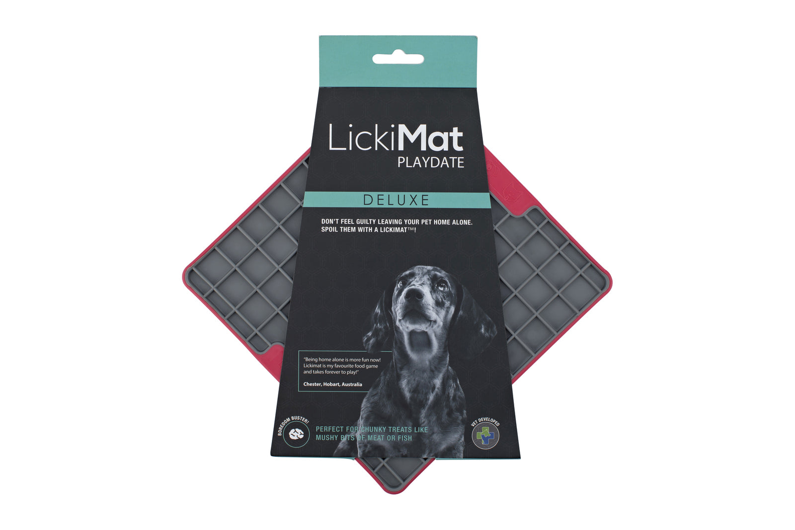 LickiMat Playdate Tuff Slow Food Bowl Anti-Anxiety Mat for Dogs - Red