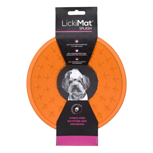 LickiMat Splash Wall & Floor Suction Slow Feeder Dog Bowl - Orange