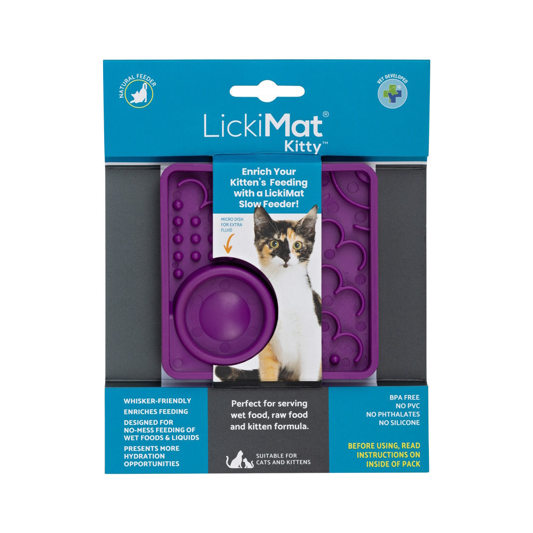 Lickimat Kitty Slow Food Bowl Anti-Anxiety Mat for Kittens - Purple