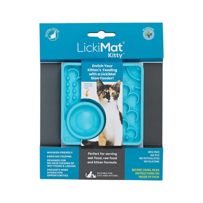 Lickimat Kitty Slow Food Bowl Anti-Anxiety Mat for Kittens - Turquoise