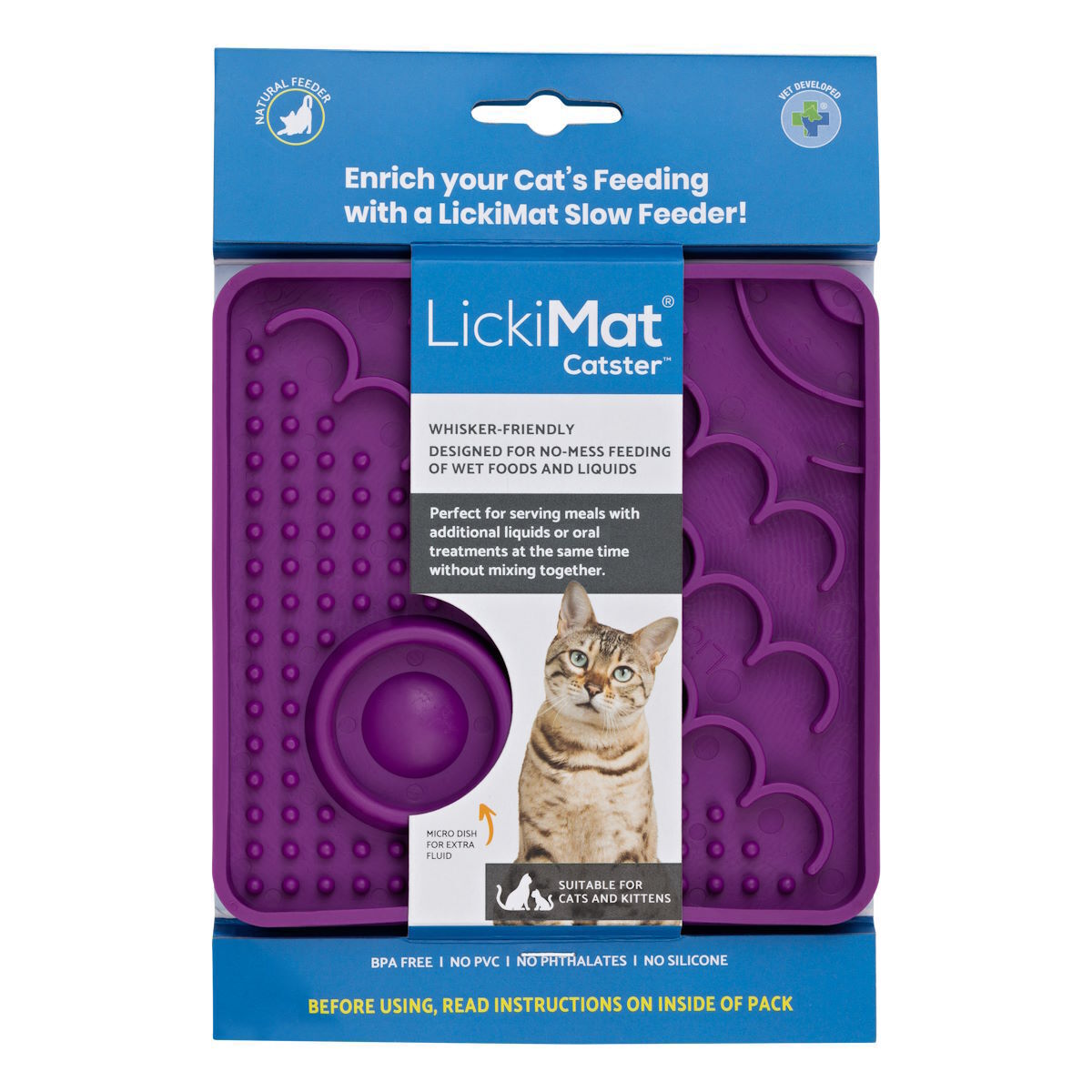 Lickimat Catster Slow Food Bowl Anti-Anxiety Mat for Cats - Turquoise