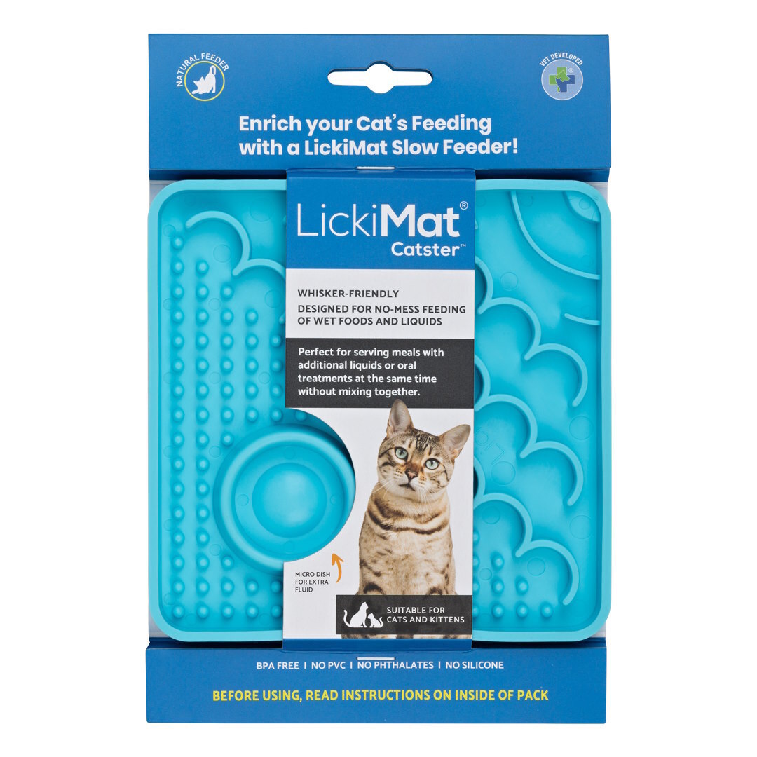 Lickimat Catster Slow Food Bowl Anti-Anxiety Mat for Cats - Turquoise