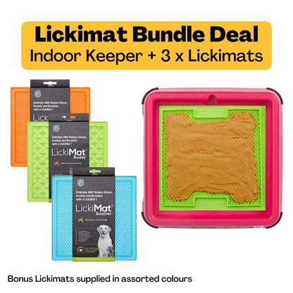 Indoor Keeper Bundle Pink Dog + 3 Original Lickimats