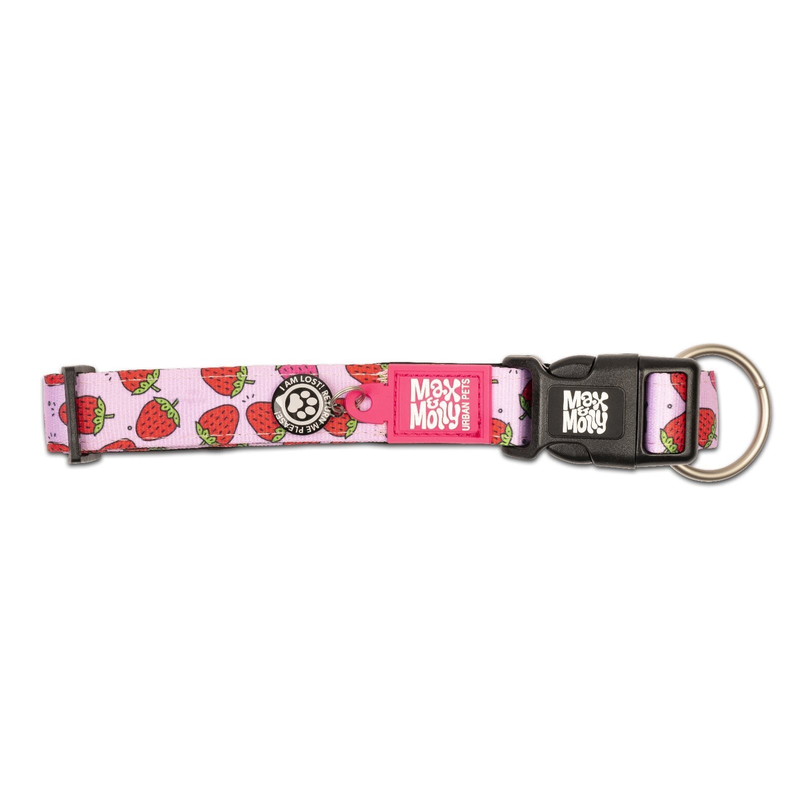 Max & Molly Smart ID Dog Collar - Strawberries - Large