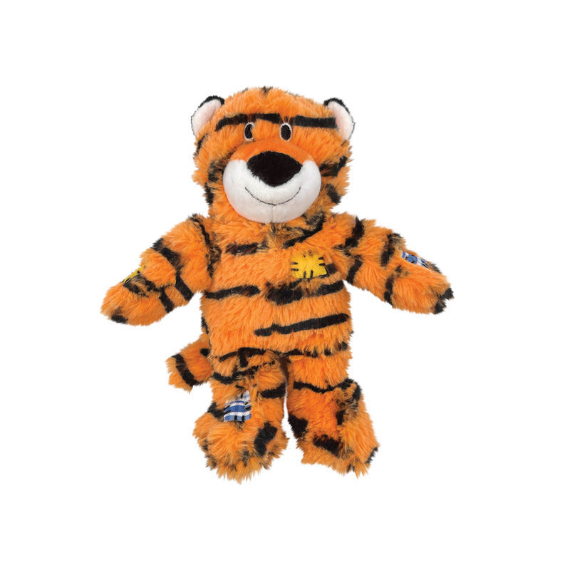 3 x KONG Wild Knots Tiger Tug & Snuggle Plush Dog Toy - Medium/Large