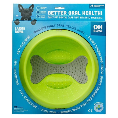 Oh Bowl Slow Food Tongue Cleaning Dog Food Bowl - Green - Medium