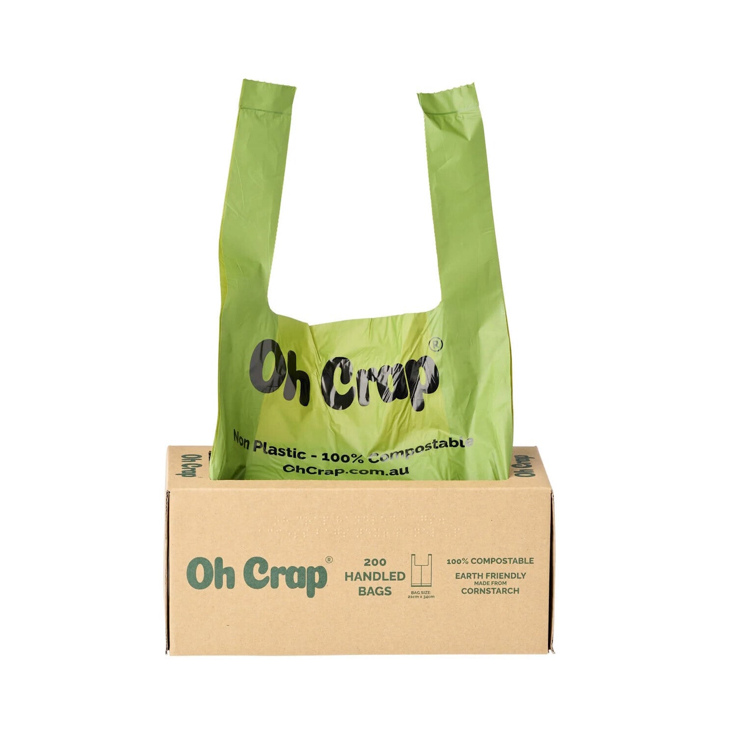 Oh Crap Compostable Dog Poop Bags with Handles - Roll of 200 Bags