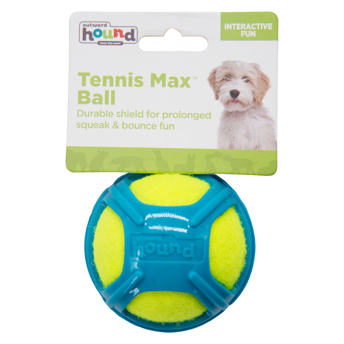 Outward Hound Tennis Max Fetch Dog Ball with Rubber Shell - Blue Medium