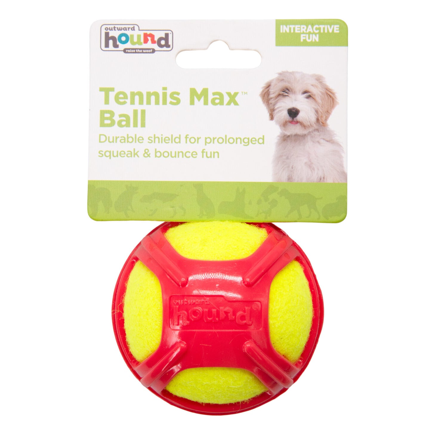 Outward Hound Tennis Max Fetch Dog Ball with Rubber Shell - Blue Medium