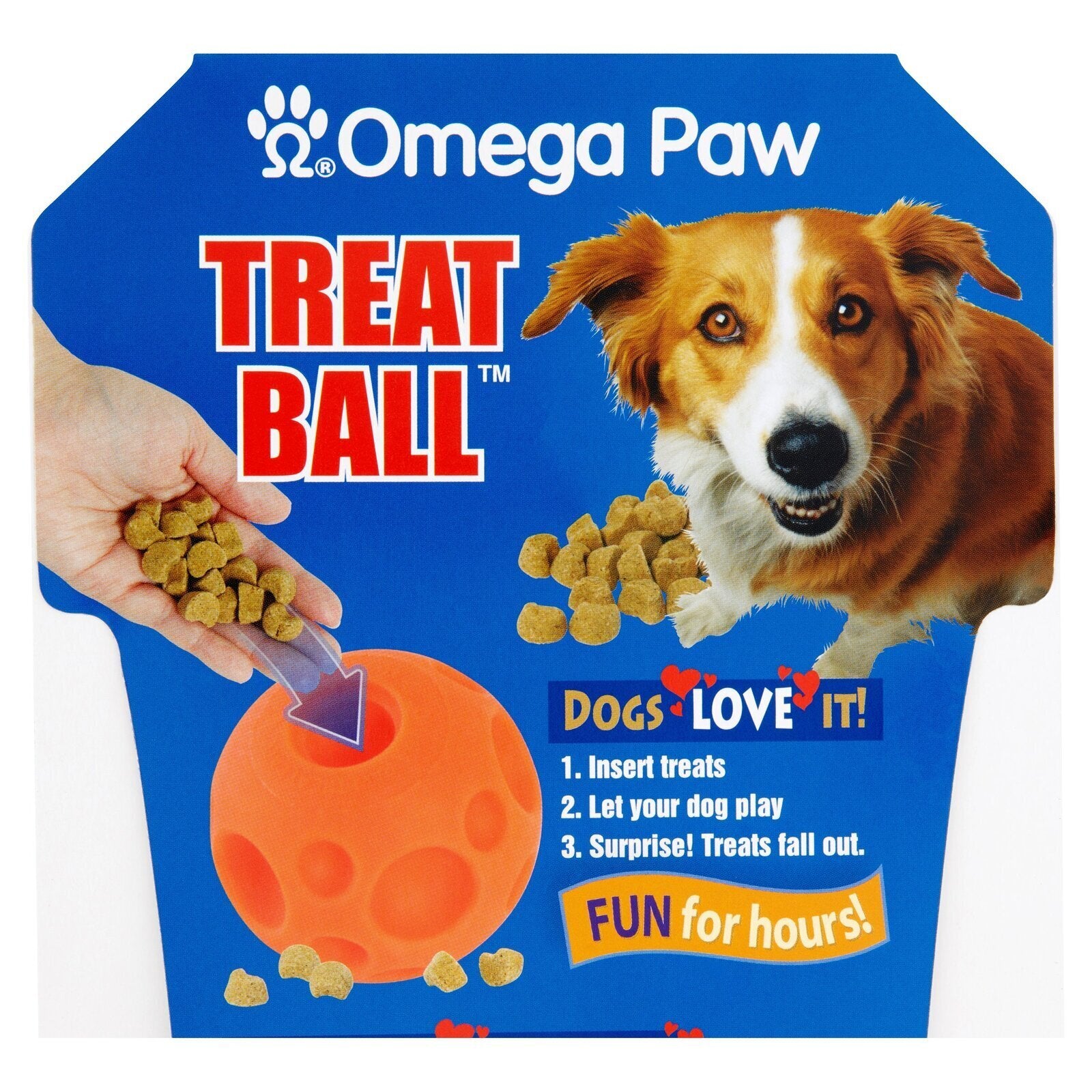 Omega Paw Tricky Treat Ball Treat & Food Dispensing Dog Toy - Medium 