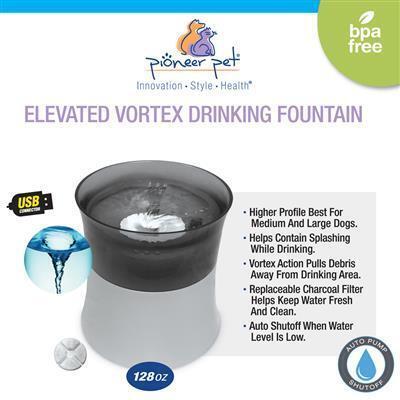 Pioneer Pet Vortex Elevated Filtered Water Fountain for Cats & Dogs 3.7 Litres