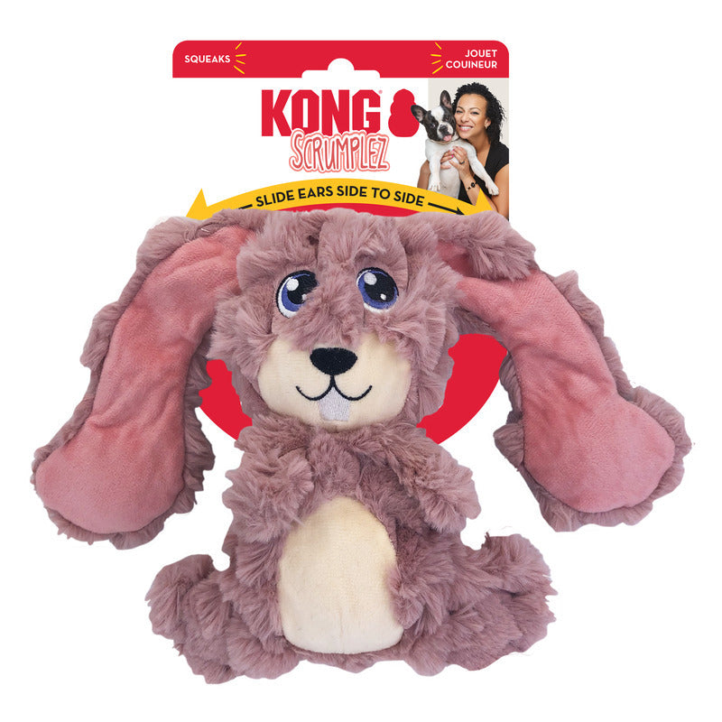 3 x KONG Scrumplez Tug Squeaker Dog Toy - Bunny