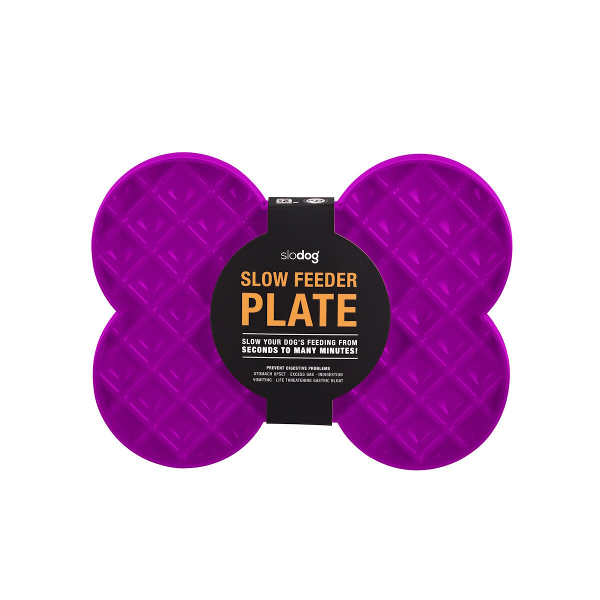 SloDog No Gulp Bone-Shaped Slow Food Bowl for Dogs - Purple