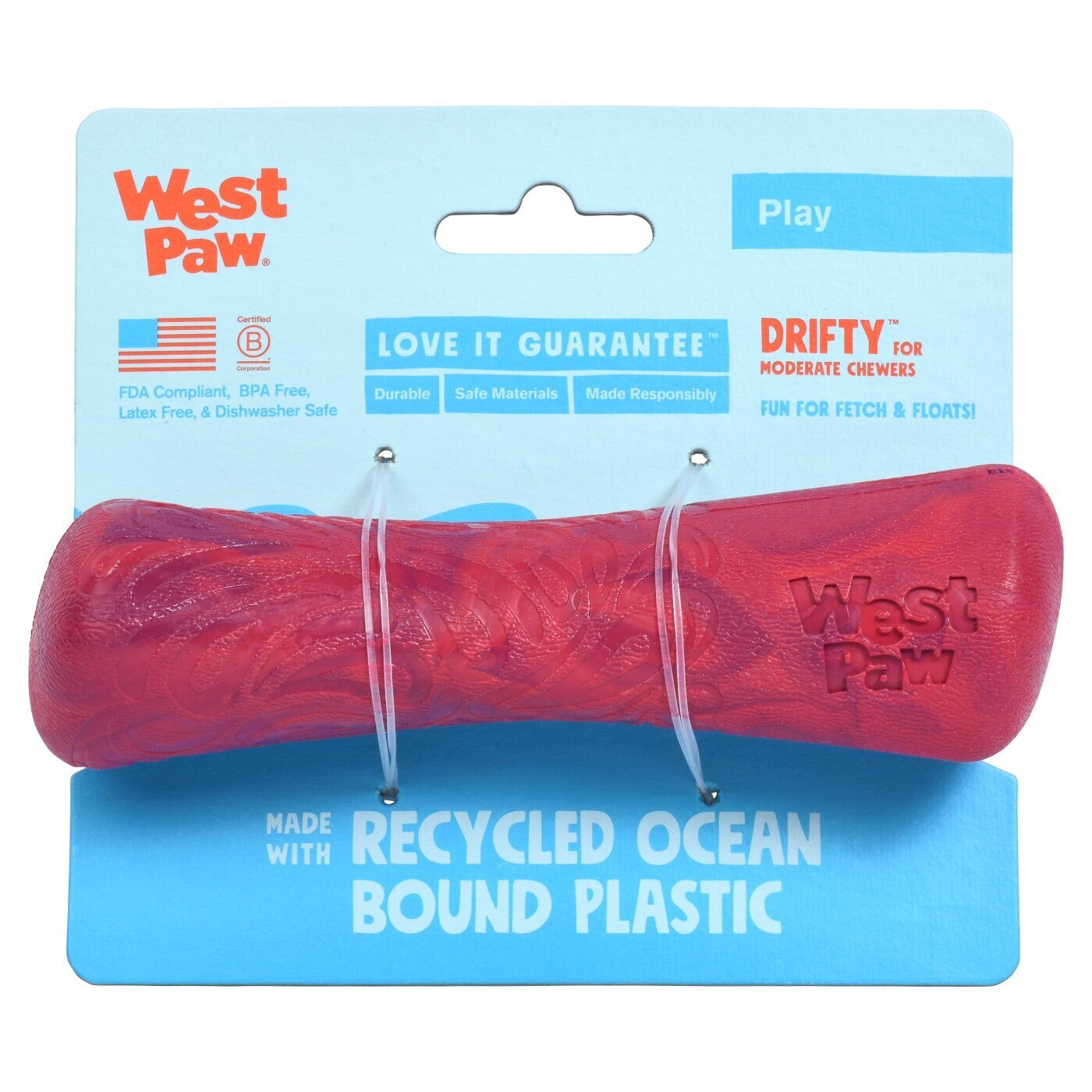 West Paw Seaflex Recycled Plastic Fetch Dog Toy - Drifty Small - Emerald