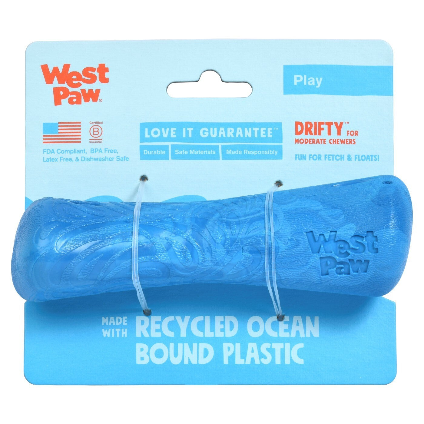 West Paw Seaflex Recycled Plastic Fetch Dog Toy - Drifty Small - Emerald