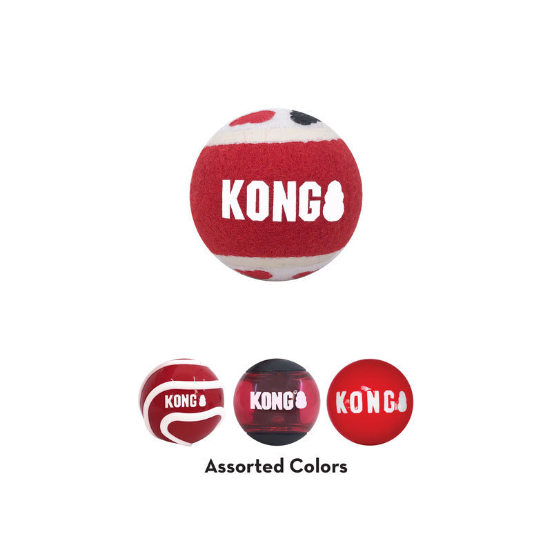 3 x KONG Signature Balls Fetch Dog Toys - 3 x 4-Pack Medium Assorted (12 Total)