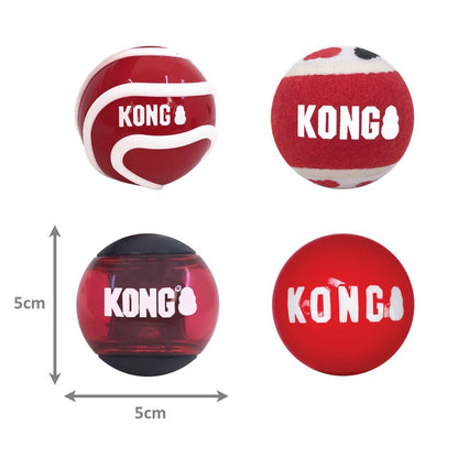 3 x KONG Signature Balls Fetch Dog Toys - 3 x 4-Pack Medium Assorted (12 Total)