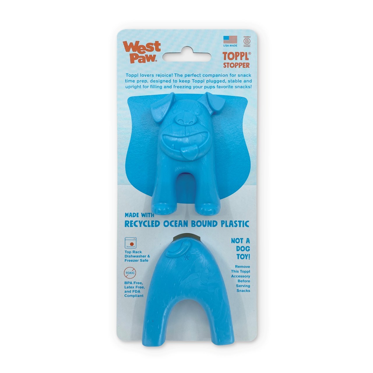 West Paw Toppl Stopper - Aqua Blue