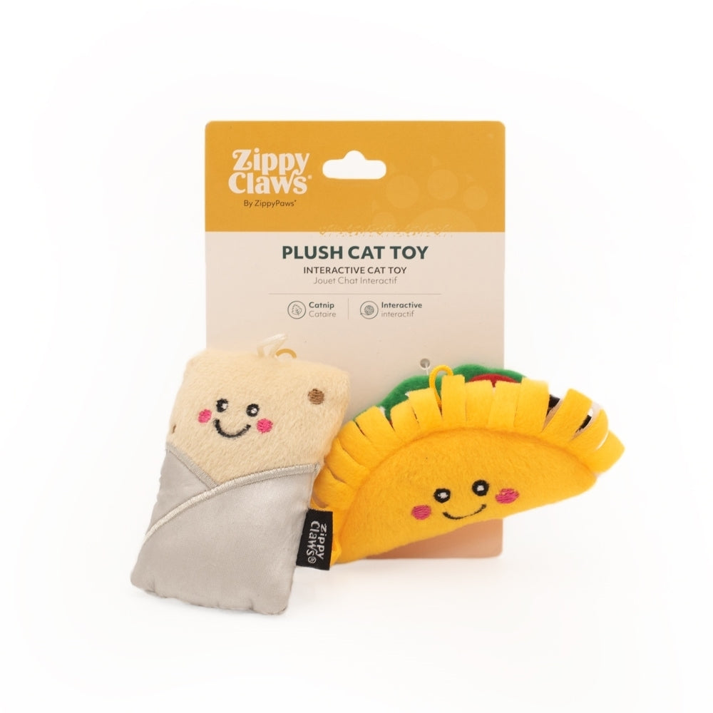 Zippy Paws ZippyClaws NomNomz Cat Toy - Taco and Burrito 