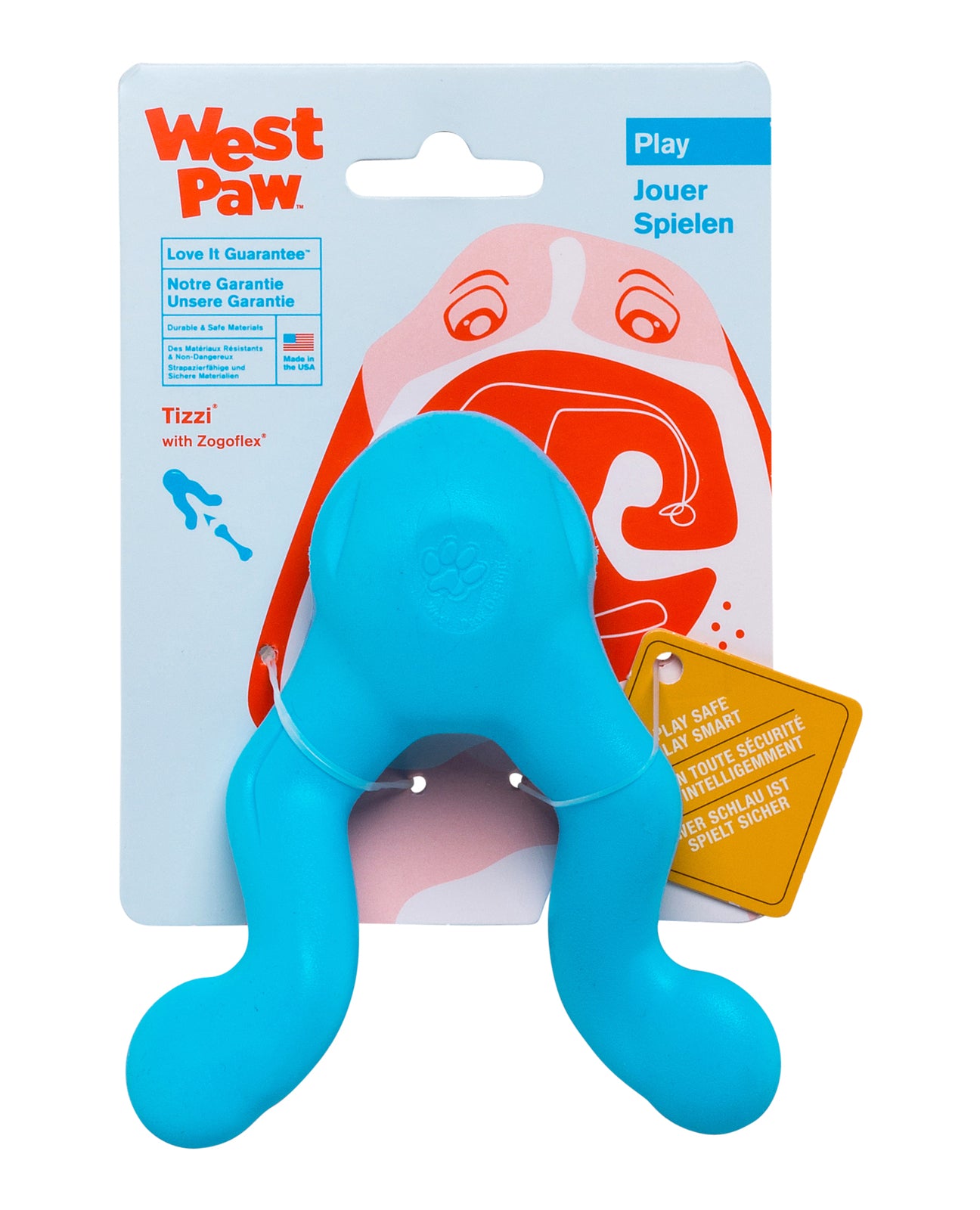 West Paw Tizzi Treat & Tug Toy for Tough Dogs - Small - Blue