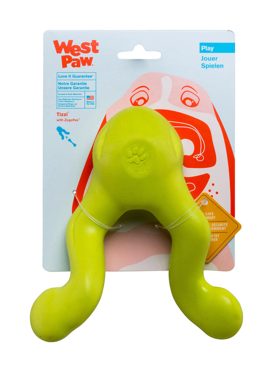 West Paw Tizzi Treat & Tug Toy for Tough Dogs - Large - Green