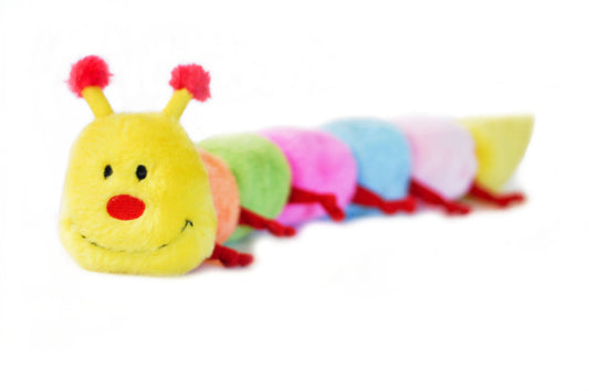 Zippy Paws Long Caterpillar 6 Squeakers Plush No Stuffing Dog Toy - Small