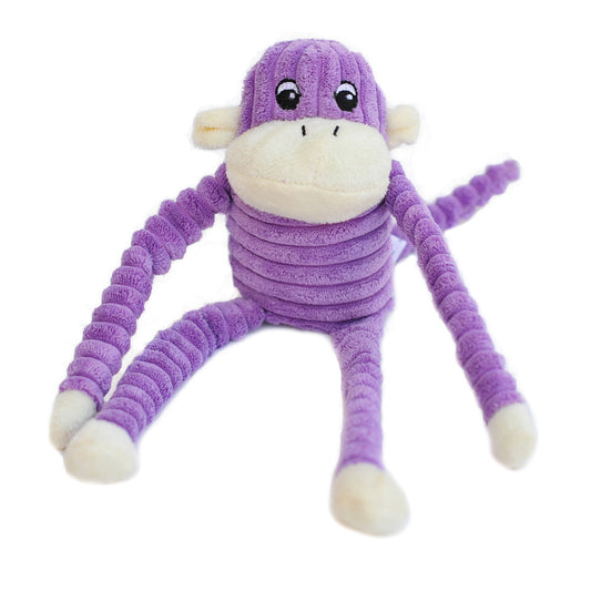 Zippy Paws Spencer the Crinkle Monkey Long Leg Plush Dog Toy - Purple