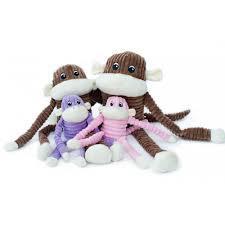 Zippy Paws Spencer the Crinkle Monkey Long Leg Plush Dog Toy - Purple